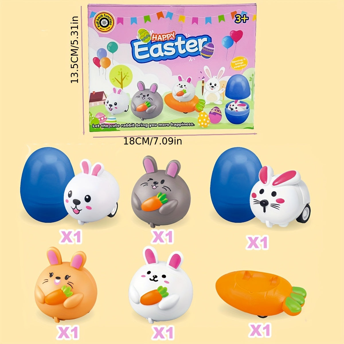 NNETM 12pcs Easter Bunny Egg Toys Set for Kids